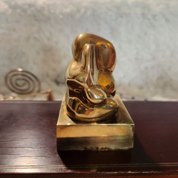 Vintage Brass Ganesha Statue 3.5" Hindu Elephant God Figurine - Picture 5 of 8